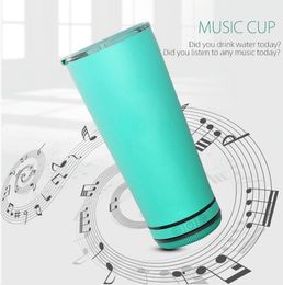 New 18oz Creative Bluetooth Music Tumbler Waterproof Speaker Double Wall Thermos Stainless Steel Portable Coffee Cup New Year Gifts