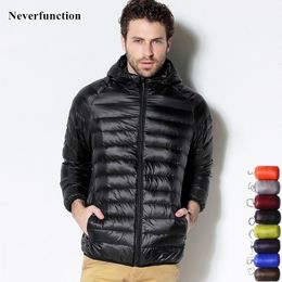 7 Colour Ultralight Men's Portable Hooded White Duck Down Jacket Windbreaker Feather Parka new Winter Warm Coat Outwear 6XL 201023