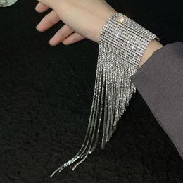 Bohemia Fashion Long Tassel Rhinestone Bracelet Hand Jewelry for Women Bridal Crystal Statement Bracelets Wedding Jewellery