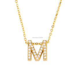 26 18k Gold crystal English initial Necklace gold chains capital English letter pendant women necklace women fashion Jewellery will and sandy