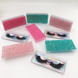 Diamond false eyelash packaging box Bling Glitter Eyelash Box faux cils magnetic case accept custom logo