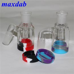 14mm 18mm Glass Ash Catcher hookah With 5ml silicone jar Clear AshCatcher 90 45 Degree Ashcatchers For Dab Rigs