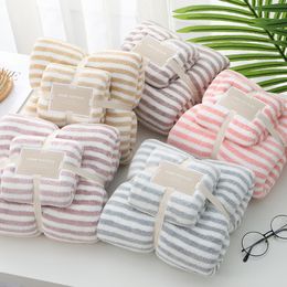 LREA 1pc bath towel+1pc face towel set Coral fleece Fast absorbing water beach towels 35*75cm+70*140cm 201027