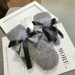 Wholesale-New women Korean fashion autumn and winter knit wool winter gloves mittens