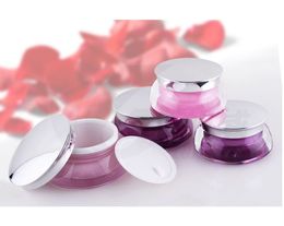 100pcs/lot High Quality Pink Purple Acrylic Plastic Cream Jars 15ml Empty Cosmetic Packaging Containers with Foil Caps