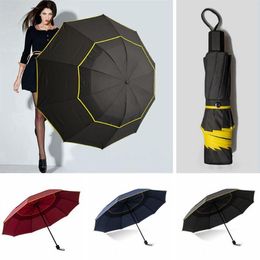 Umbrella Strong Wind Resistant Umbrellas Double Layer 4 Folding Umbrella Men Women Portable Matic Travel Outdoor Business Umbrellas ZYY79