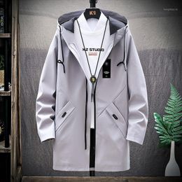 Trench Coat Men Chun Qiu Zhuang Middle Long Coat Trend Korean-Style Slim Fit Teenager Overcoat Japanese-Style Men Casual Sweatsh1
