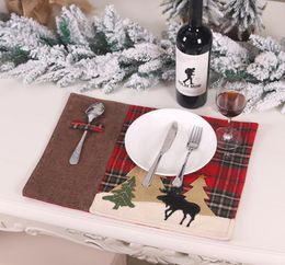 Christmas Table Mats Heatproof Cloth Kitchen Dining Pads Xmas Plaid Elk Tree Placemat Christmas Decoration SN3498
