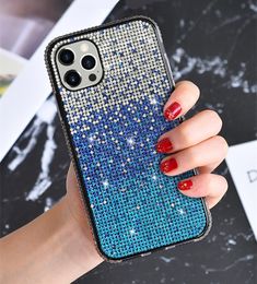 For iPhone 12 Luxury Gradient Diamond Phone Cases Bling Back Cover Protector for Apple 12 mini pro max 11 X Xs XR Xs max 7 8 7p 8plus