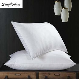SongKAum Mulberry Silk pillow Five-star hotel child adult health care pillows 100% Cotton Satin stripe Cover Neck guard 201215