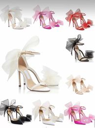 2022 Top Luxury Wedding,Party,Dress,Evening Sandals Shoes Women's High Heels Mesh Bows Ankle Strap Gladiator Sandalias Exquisite Stiletto-heel Pumps