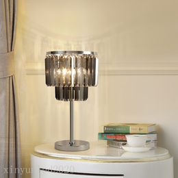 New design modern creative luxury D 28cm x H 48cm smoky crystal table lamps led desk light for reading room bedroom study room