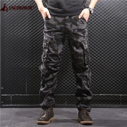 Camouflage Cargo Hosen Männer Multi Tasche Baumwolle Militär Camo Hosen Armee Spur Hosen Männliche Streetwear Overalls Pantalon Homme 201106