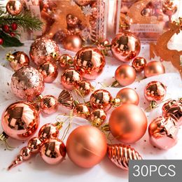 24pc/1 Set Xmas Party Hanging Ball Red Gold Silver Pink Blue Ornaments Christmas Decorations For Home New Year Gift Hot Sale Y201020