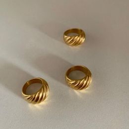 Nobal High Quality 18K Gold Stainless Steel Twisted Croissants Threads Rings for Unisex Minimalist Chunky Rings Vintage Jewellery