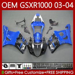 Injection Black blue Mould Bodys For SUZUKI GSXR-1000 K 3 GSX R1000 GSXR 1000 CC 2003-2004 Bodywork 67No.26 1000CC GSXR1000 K3 03 04 GSX-R1000 2003 2004 OEM Fairing kit