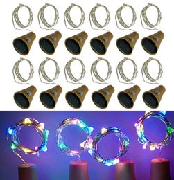 10Pcs Copper Wire LED Garland Solar Powered Cork Wine Bottle Lights Christmas LED String Lights Party Wedding Decoration Lamp Y200903