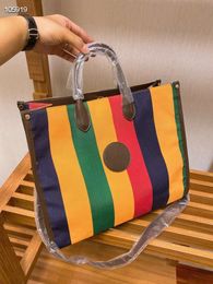 Stripe Rainbow Large Bucket Bag Shopping bag women's striped shoulder bag the latest fashion pattern combined with classic printing