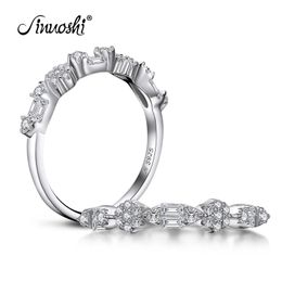 AINUOSHI Fashion 925 Sterling Silver Band Rings Women Engagement Simulated Diamond Wedding Silver Bridal Band Rings Jewelry Y200106
