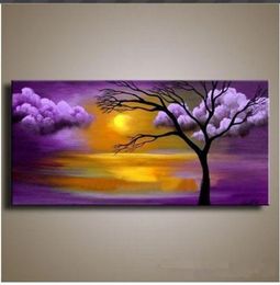 High Quality HandPainted contemporary Huge Abstract Decor Landscape Cloud Tree Wall Art Oil Painting On Canvas Multi customized sizes Ab04YM