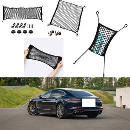 For Porsche Panamera Model Auto Car Black Rear Trunk Cargo Baggage Organiser Storage Nylon Plain Vertical Seat Net