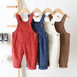 1-3 år baby barn byxor overall unisex mode solid rak corduroy jumpsuits för pojkar tjej jumpsuit höst ny ankomst 201112
