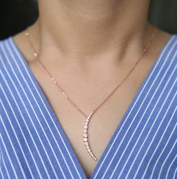 top quality 925 silver moon necklace sideway cz moon delicate chain Crescent moon sterling silver jewelry drop shipping Q0531