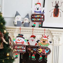 Christmas Decoration Santa Claus Snowman Door Hanging Pendant Welcome Merry Christmas Window Hanging Paperboards Xmas Decortaions BT870
