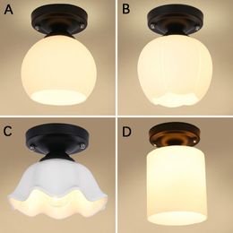 American country glass lampshade Ceiling Lights for corridor aisle balcony study bedroom Iron Home Lamp Fixtures