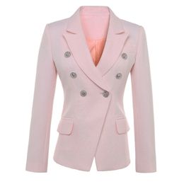 HIGH QUALITY New Fashion Runway Designer Blazer Jacket Women's Lion Buttons Double Breasted Blazer Jacket Plus size S-XXXL 201201