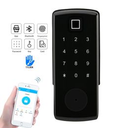 Smart Fingerprint Bluetooth WIFI Controlled Detadbolt Digital Door Lock with TTLock App 201013
