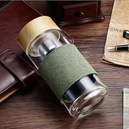 European Style 400ML Glass Water Bottle With Tea Infuser Strainer Heat Resistant Travel Car Office Drinking Bottles Teacups