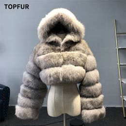 TOPFUR Luxury Real Women Silver Gold Fox Fur Coats With Fur Hood Jacket Fashion Female Winter Thick Warm Genuine Fur Outerwear 201212