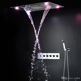 Modern Luxury Bathroom Accessories Set waterfall Shower head rainfall mist BathTaps Multi color change LED shower Faucets High Flow 600x800