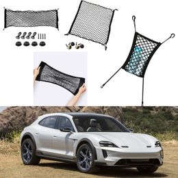 For Porsche Mission E Model Auto Car Black Rear Trunk Cargo Baggage Organizer Storage Nylon Plain Vertical Seat Net