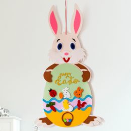 Creative Easter Bunny Diy Pendant Egg Decoration Home Ornament Accessories Handmade Diy Funny Felt Toy VTKY2300