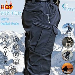 Men's Winter Pant Thick Warm Tactical Pant Casual Fleece Multi-Pocket Trouser Plus Size Loose Cargo Pants Hiking Trekking Jogger