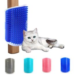 Corner Pet Brush Comb Play Cat Toy Plastic Scratch Bristles Arch Massager Self Grooming Cat Scratcher LX4185