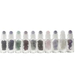 Essential Oil Perfume Bottle 5ml Clear Glass Roll On Bottle With Crystal Gemstone Ball 300pcs Lot Free Shipping