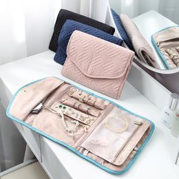Travel Portable Jewellery Storage Bag Fabric Cloth Wholesale Foldable Flat Envelope Style Handheld Cosmetic Bags