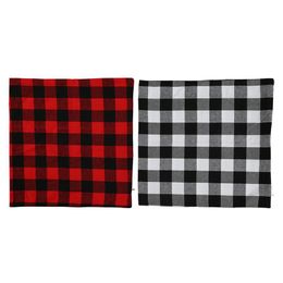 2020 Buffalo Cheque Plaid Throw Pillow Covers Cushion Case for Farmhouse Home Decor Red and Black 18 Inch Pillow Case