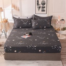 (New On Product) 1pcs 100% Cotton Printing bed mattress set with four corners and elastic band sheets Y200417