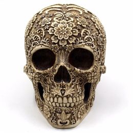 Halloween Home Bar Table Grade Decorative Craft Human Horror Resin Skull Bone Skeletons Decoration Flower Ornaments Skeleton T200331