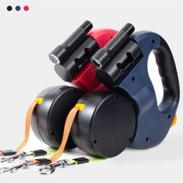 LED Automatic Retractable Traction Rope With Two-headed And Plastic Bag Box Dog Leash Dog Chain Pet Supplies Dog Accessories LJ201112