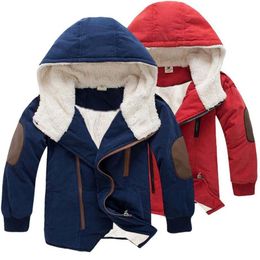 High quality Boys Coat Fashion Lambs Wool Long Cotton-Padded Clothes Children Warm Outerwear Baby Kids Winter Jacket 201126