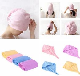 Dry Hair Caps Microfiber Quick Dry Shower Hair Caps Magic Super Absorbent Dry Hair Towel Drying Turban Wrap Hat Spa Bathing Caps YL1343