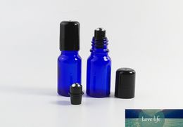 5ml Mini Empty glass roll on bottle with Stainless Steel roller Small Masonry blue Essential Oil Roller-on bottle