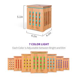 DEVISIB Real Bamboo Essential Oil Diffuser Ultrasonic Aromatherapy Diffusers with 7 LED Colourful Lights and Waterless Auto Shut Y200416