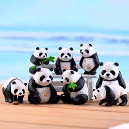 Decorative Objects & Figurines Panda Animal Set Garden Home Bonsai Decoration Mini Toy Miniature Pvc Craft Ornaments Micro Decor DIY Cake De