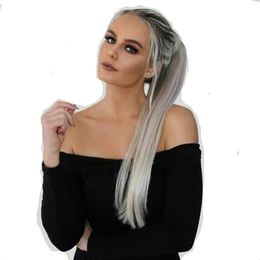 Salt and pepper silver hair grey puff ponytail real hair extension Natural highlight dye Grey human hairpiece salt and pepper hair young